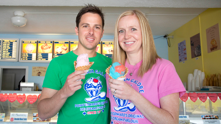 Holly and Andrew Howell holding ice cream