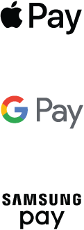 apple pay, google wallet, samsung pay logos