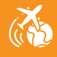 airplane flying over the world icon