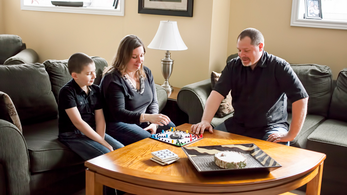 family in living room